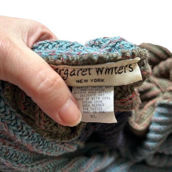 Margaret Winters color block sweater cowl neck color block reversible tunic XL - Picture 6 of 9